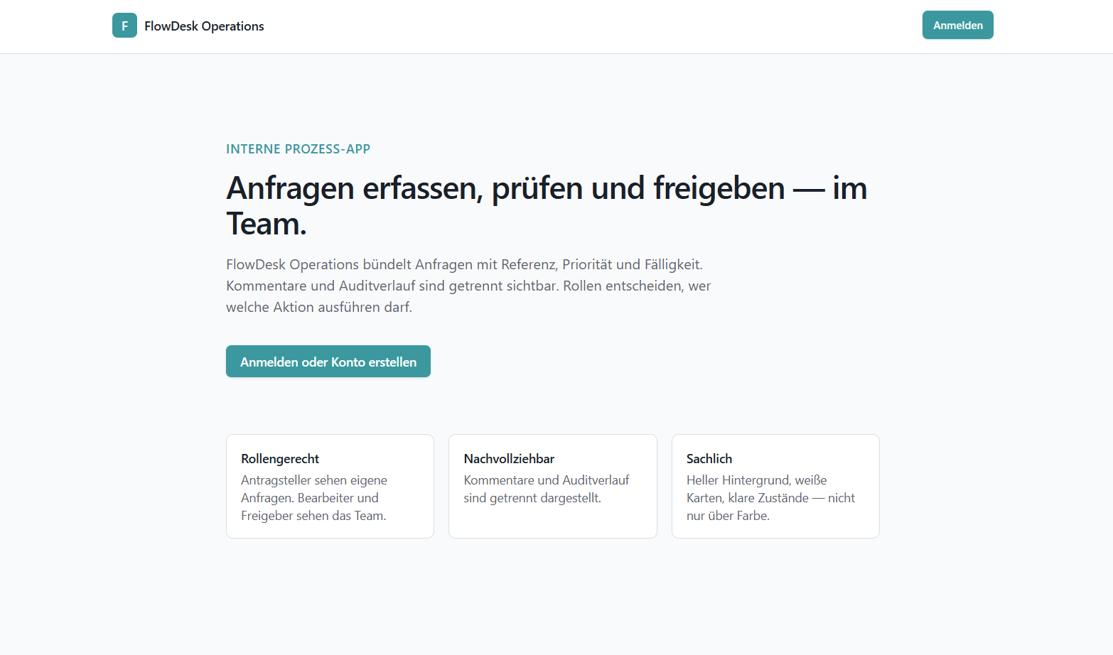 FlowDesk Operations – interne Prozess-App